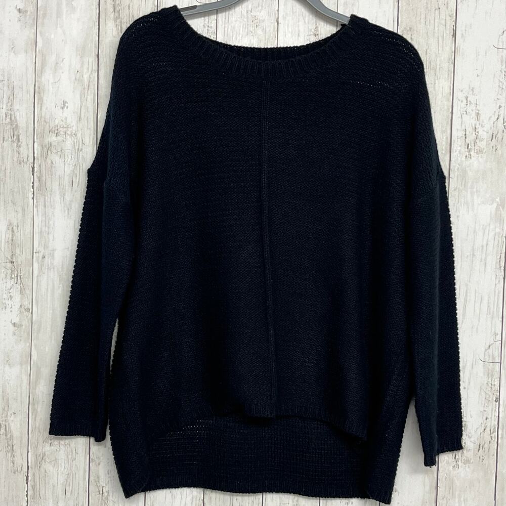 No Comment Black Knit 3/4 Sleeve Pullover Sweater Large
